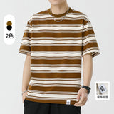 Mariner Shirt Summer Striped Short-Sleeved Shirt Versatile Simple Retro Boys round Neck T-shirt