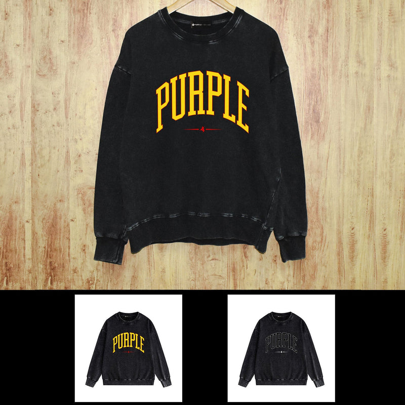 Purple Brand Distressed Sweatshirt Retro Vintage Crew Neck Sweater