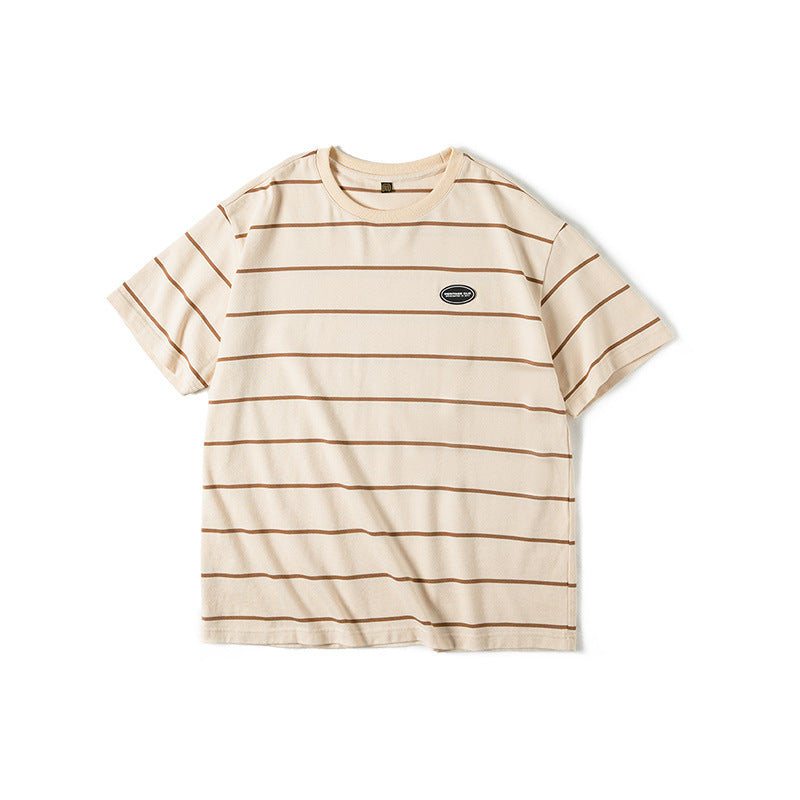 Mariner Shirt Mariner Workwear round Neck Striped Short Sleeve Loose Half Sleeve Navy-Striped Shirt T-shirt Men's Summer