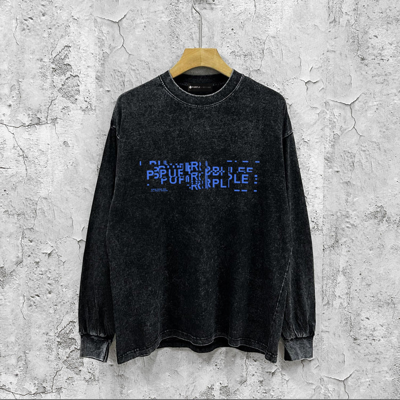 Purple Brand Distressed Long Sleeve Shirt Fashion Distressed Loose Long-sleeved Top