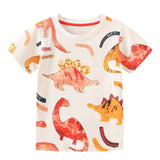 Boy T Shirt Children's T-shirt Summer Children Cartoon Dinosaur Printed Short-Sleeved Shirt Knitted Cotton