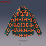 MIJKO Mens Jacket Geometric Striped Jacket