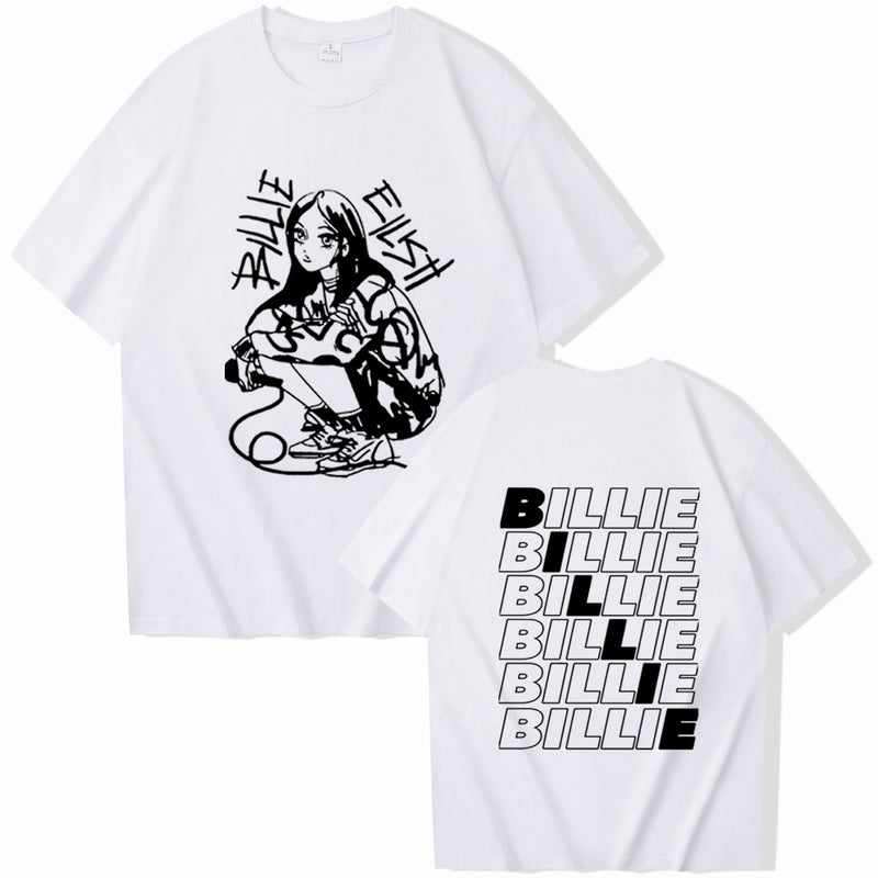 Billie Art Print Harajuku O-Neck Short Sleeve Shirts Billie