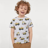 Boy T Shirt Children's Short-Sleeved T-shirt Summer Knitted Cotton Children round Neck