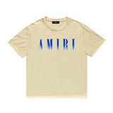 Amiri T Shirt Gradient Letter Flower Casual Hip Hop Short Sleeve T-shirt