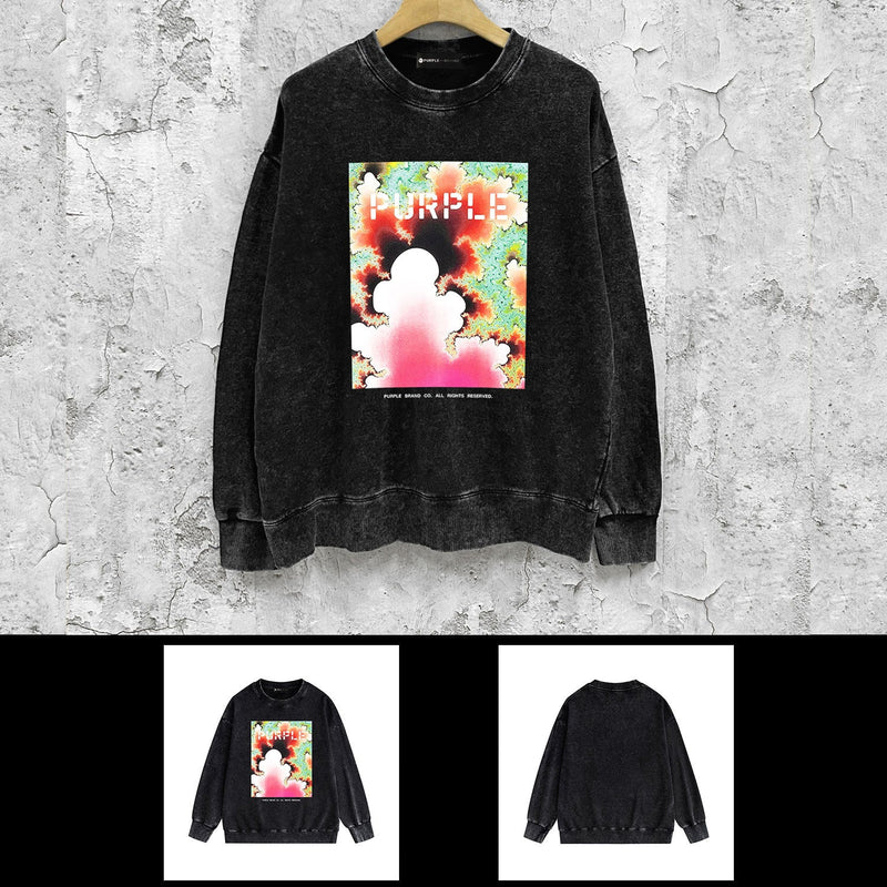 Purple Brand Distressed Sweatshirt Retro Vintage Crew Neck Sweater