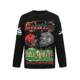 HS long-sleeve T-shirt graffiti portrait print loose version casual long sleeve