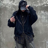 MIJKO Mens Jacket Fake Two-piece Shirt Splicing Heavy Jacket