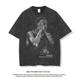 Nba T Shirt Curry American Vintage Print Short Sleeves Heavy Washed Distressed T-shirt