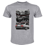 Crew neck T-shirt, sports car print short sleeves