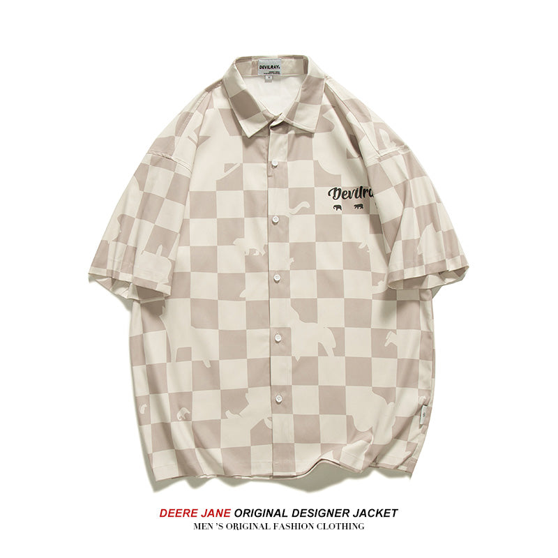 Men Shirts Summer Short Sleeve Shirt Men's American Style Loose Coat