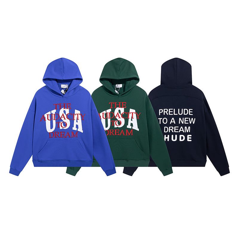 Rhude Hoodie Rhude USA Embroidered Printed Terry Hooded Sweater