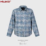 MIJKO Mens Jacket Textured Plaid Shirt Jacket