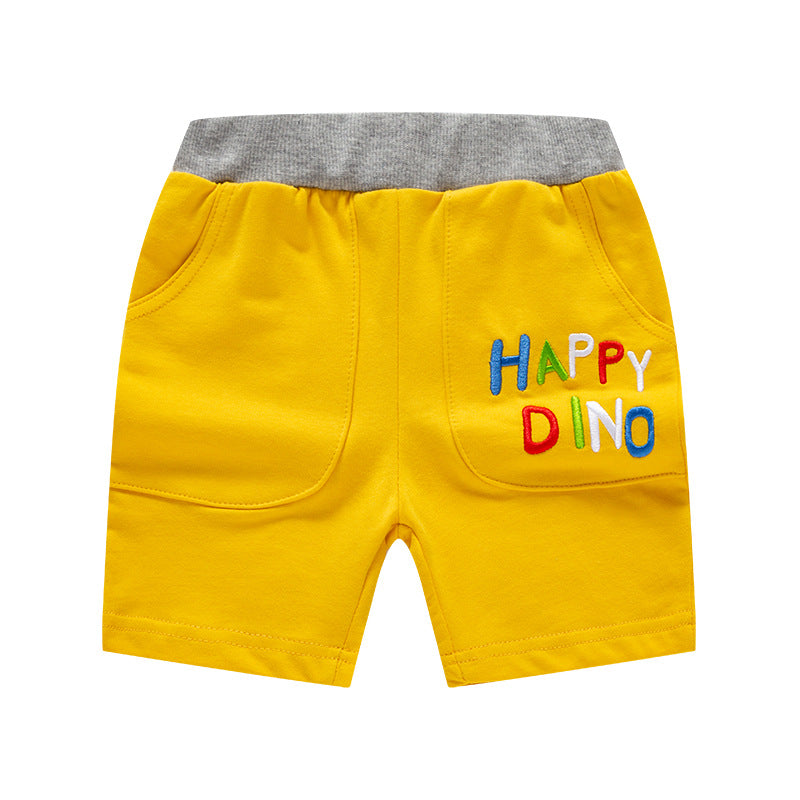 Boy Shorts Children's Pants Contrast Color Alphabet Embroidery Knitted Trousers Cotton Boys Short Pants