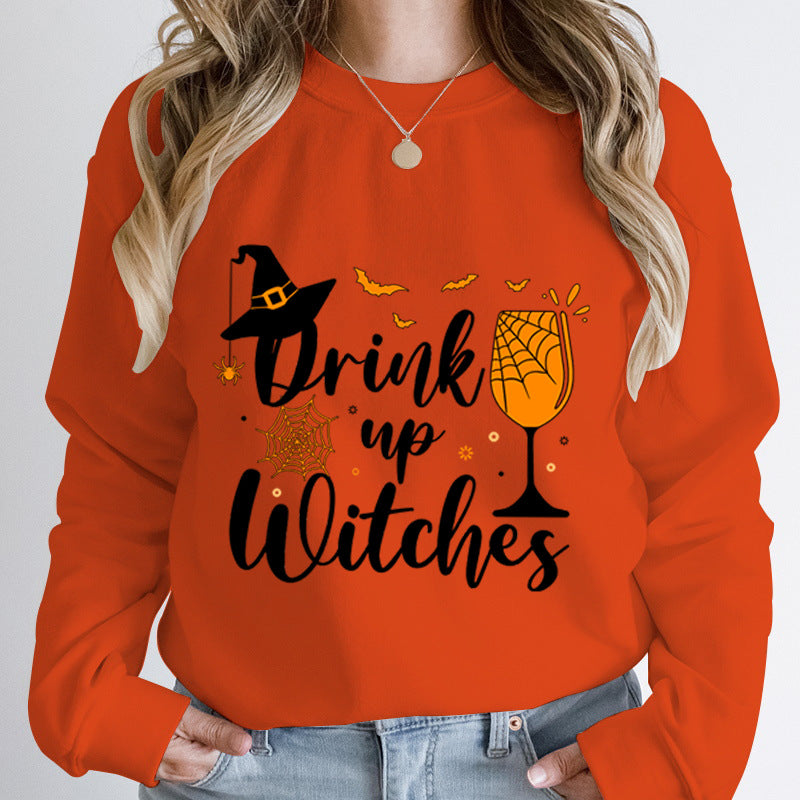 Witch Hat Drink Up Print Sweatshirt