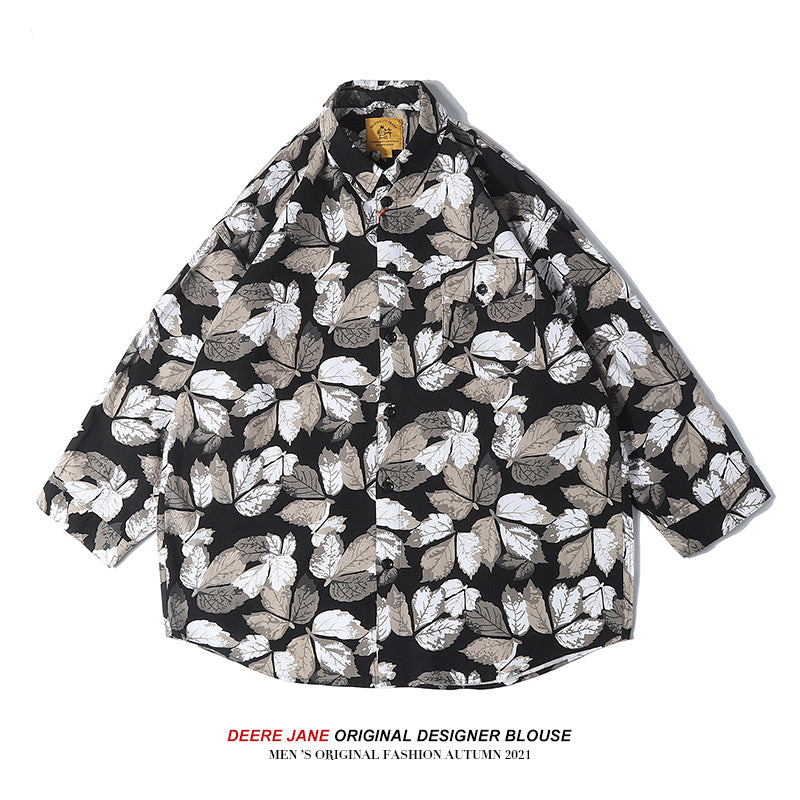 Men Shirts Loose Printed Shirt Men's Summer Shirt Coat