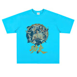 Film Star T Shirt Movie Zhou Xingchi Kung Fu Trendy Pure Cotton Short Sleeve Loose round Neck Heavy T-shirt Men and Women
