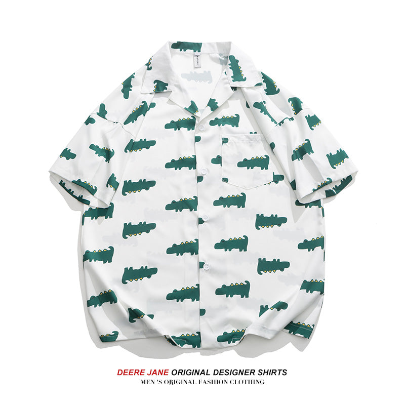 Men Shirts Summer Short Sleeve Printed Shirt Men's Fashion Brand Loose Casual