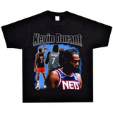 Basket Ball Star T Shirt Basketball Kevin Durant Washed Distressed Printed T-Shirt Personalized Short Sleeve Pure Cotton