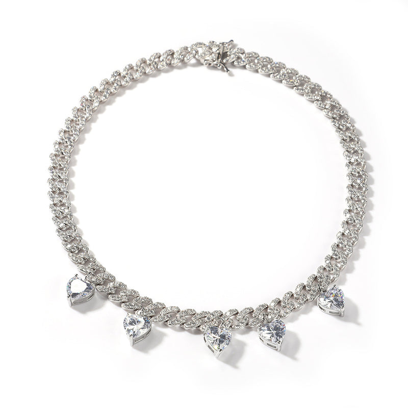 Chains Love Splicing Cuban Chain Zircon Necklace St. Valentine's