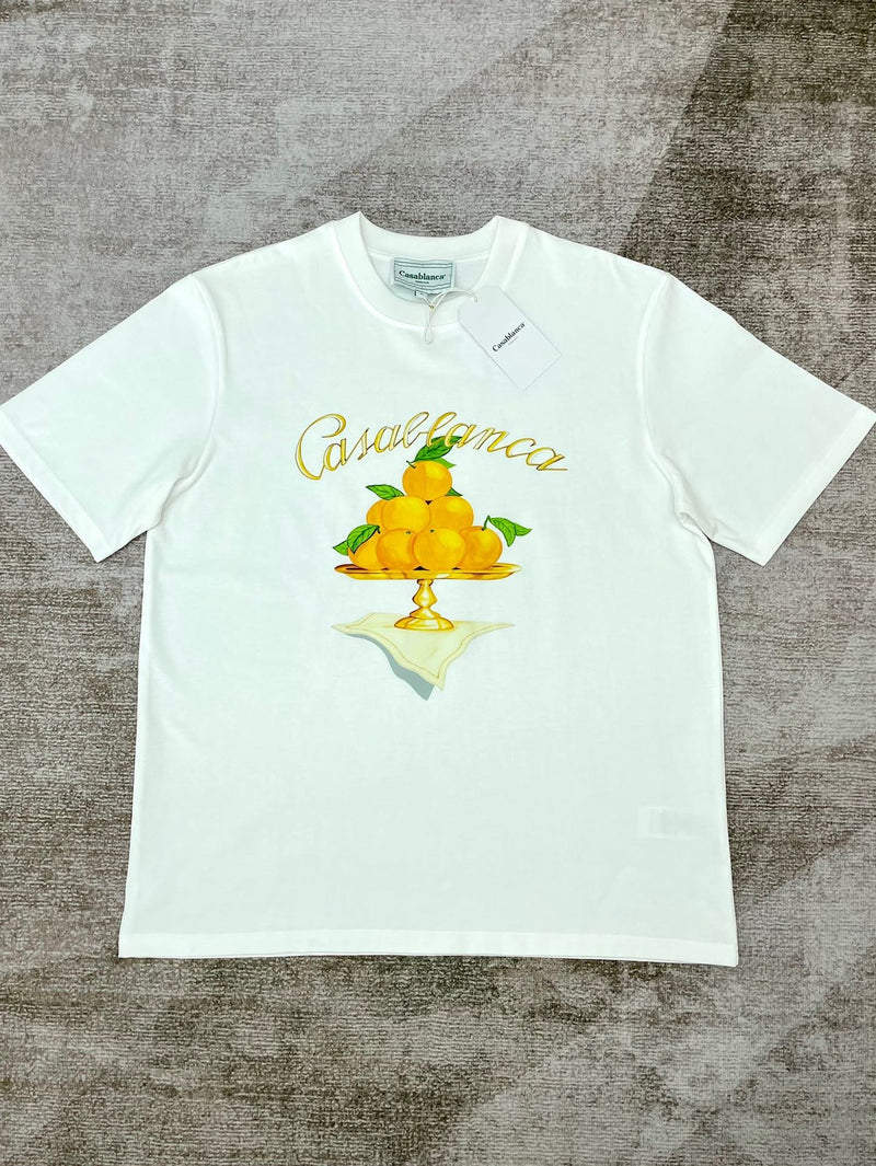 Casablanca T Shirts Fashion Loose Orange Print Tee