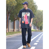 Basket Ball Star T Shirt Basketball Chris Bosh Printed Washed Distressed Short Sleeve T-shirt