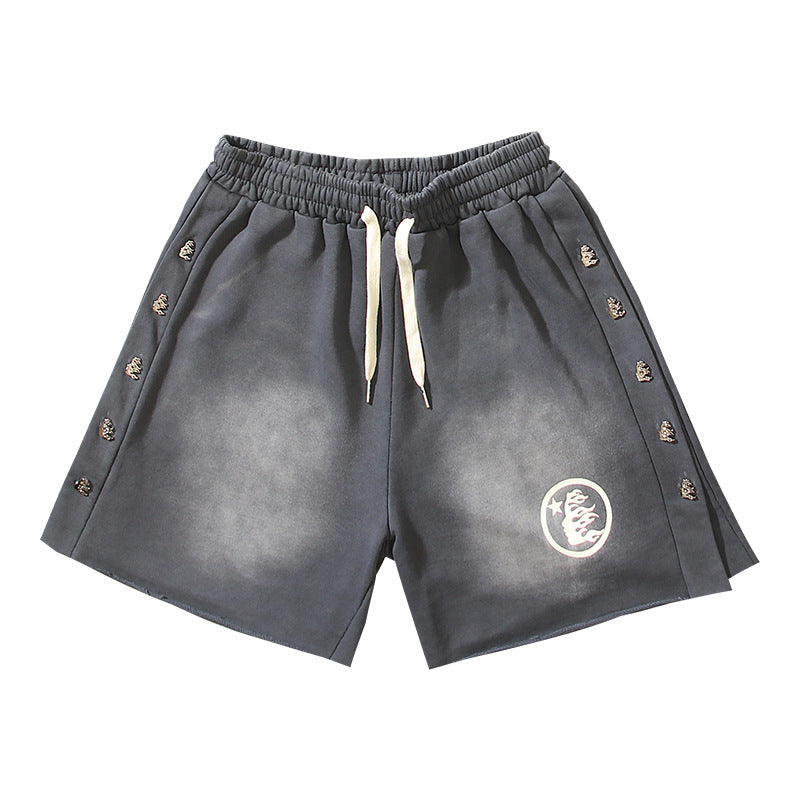 Men Shorts Wash Black Old Casual Shorts Hot Pants