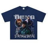 Film Star T Shirt Short Sleeve American Retro Loose Heavy round Neck Street T-shirt Men and Women