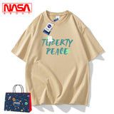 Nasa T Shirt Short Sleeve T-Shirt Men'S Summer Loose Couple Half Sleeve