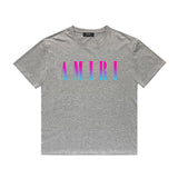 Amiri T Shirt Gradient Letter Flower Casual Hip Hop Short Sleeve T-shirt