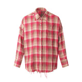 Unisex Shirts Vintage Wash Plaid Shirts