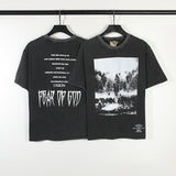 Fog Essentials T Shirts Spring and Summer FOG Washing Water Old Crew Neck Short Sleeves