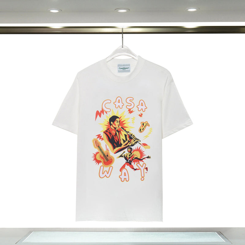 Casablanca T Shirts Guitar Music Prints Loose Tee