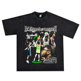 Basket Ball Star T Shirt D'angelo Russell Washed Distressed Printed T-shirt Short Sleeve Vintage Pure Cotton