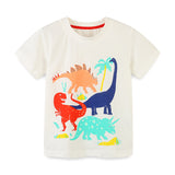 Boy T Shirt Children's Summer Clothing T-shirt Children's Short Sleeve T-shirt Knitted Cotton Dinosaur Printed Top