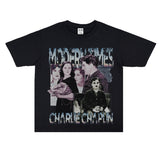 Film Star T Shirt Movie Chaplin Modern Era Loose Retro Street Cotton T-shirt