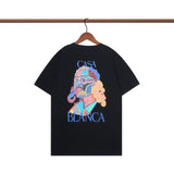 Casablanca T Shirts Fashion Casual Crew Neck Portrait Print Tee