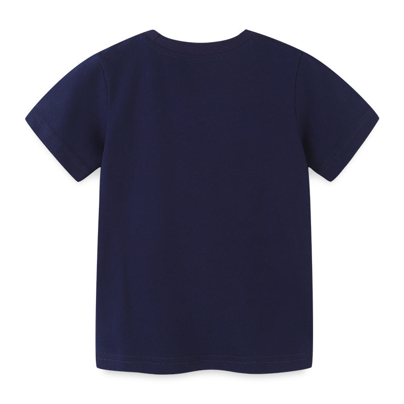 Boy T Shirt Summer Children's T-shirt European and American Style Boys' Short-Sleeved T-shirt Cartoon round Neck