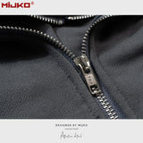 MIJKO Mens Jacket Simple Solid Color Hooded Sweater
