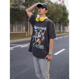 Basket Ball Star T Shirt D'angelo Russell Washed Distressed Printed T-shirt Short Sleeve Vintage Pure Cotton