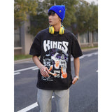 Basket Ball Star T Shirt Jason Williams Basketball Washed Distressed Printed American Retro T-shirt for Men