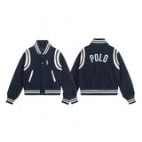 Ralph Lauren Coat RL Ralph Lauren Pony Embroidered Splicing Leather Baseball Jacket Wool Jacket