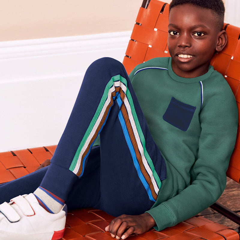 Boy Pants Children's Pants Spring and Autumn Children Fashion Track Pants Boys' Terry Sweater Trousers