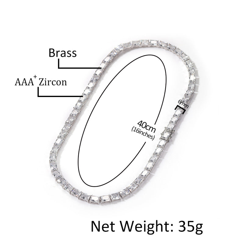 Chains Rectangular Zircon Necklace INS Personalized Simple Tennis Chain Spectrum St. Valentine's