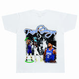 Basket Ball Star T Shirt Basketball Paul George Washed Distressed Printed T-Shirt Vintage Cotton Short Sleeve
