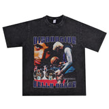 Film Star T Shirt Kelly Oubre Printed T-shirt Short Sleeve Loose Retro Pure Cotton Washed Distressed
