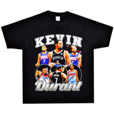Basket Ball Star T Shirt Basketball Kevin Durant Washed Distressed Printed T-Shirt Personalized Short Sleeve Pure Cotton