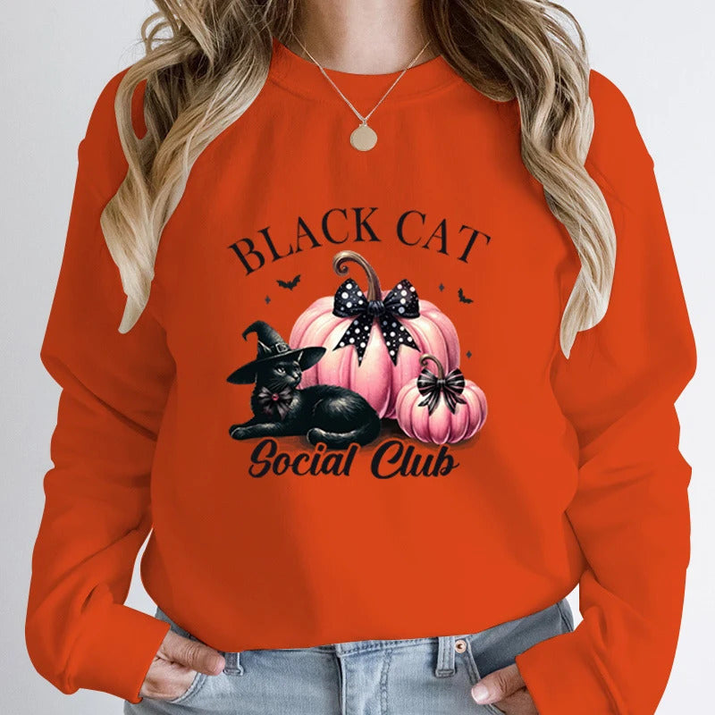Women Fashion Creative Halloween Pumpkin Black Hoodies
