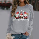 Women's Hoodies Fashion Merry Christmas Print Pullovers Long