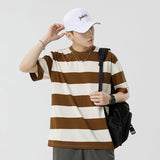 Mariner Shirt Women Haipeng Cloud Summer Trendy Casual Men's Loose round Neck Striped Short Sleeve